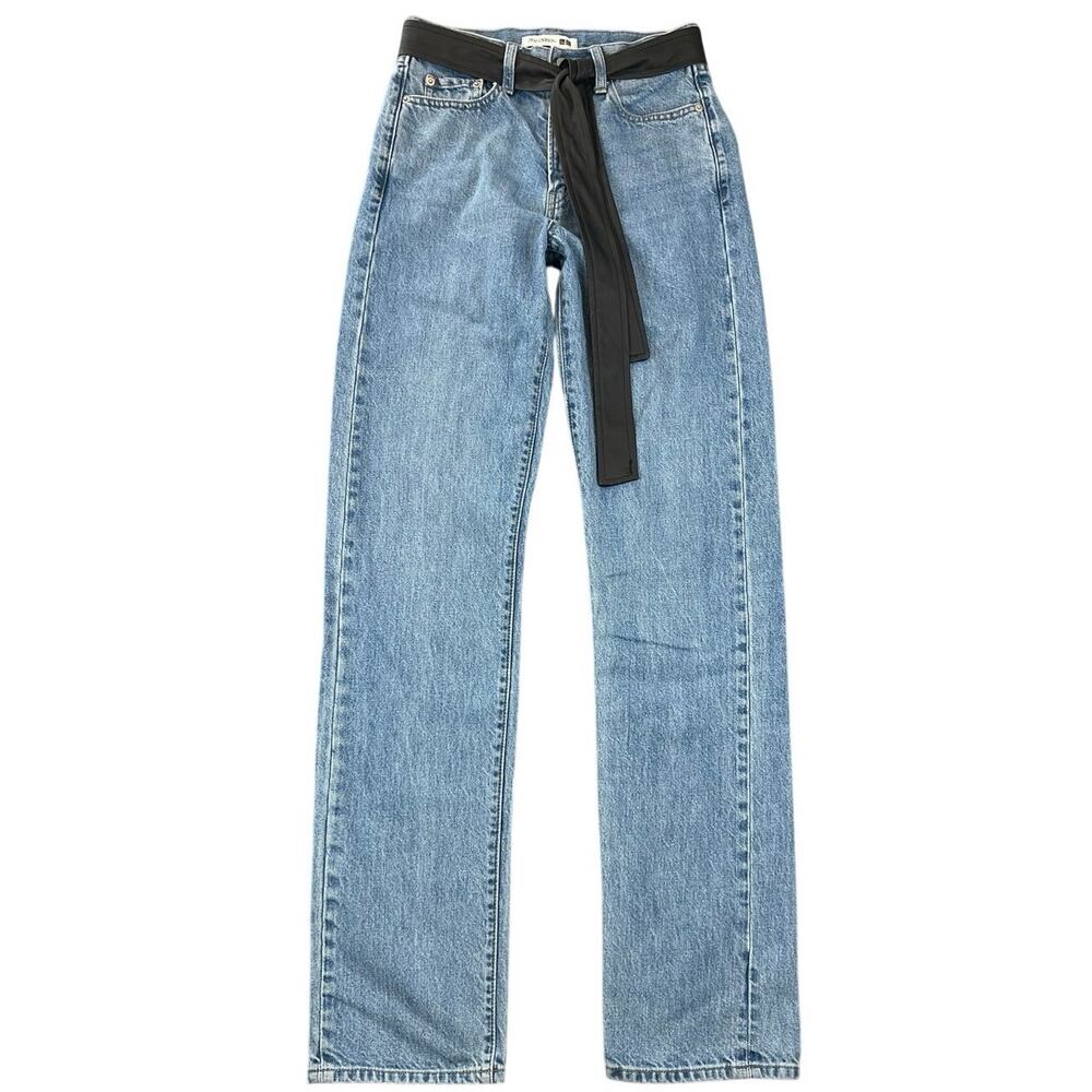 UNIQLO x JW Anderson High Rise Slim Straight Jeans Leather Tie Belt Size 24